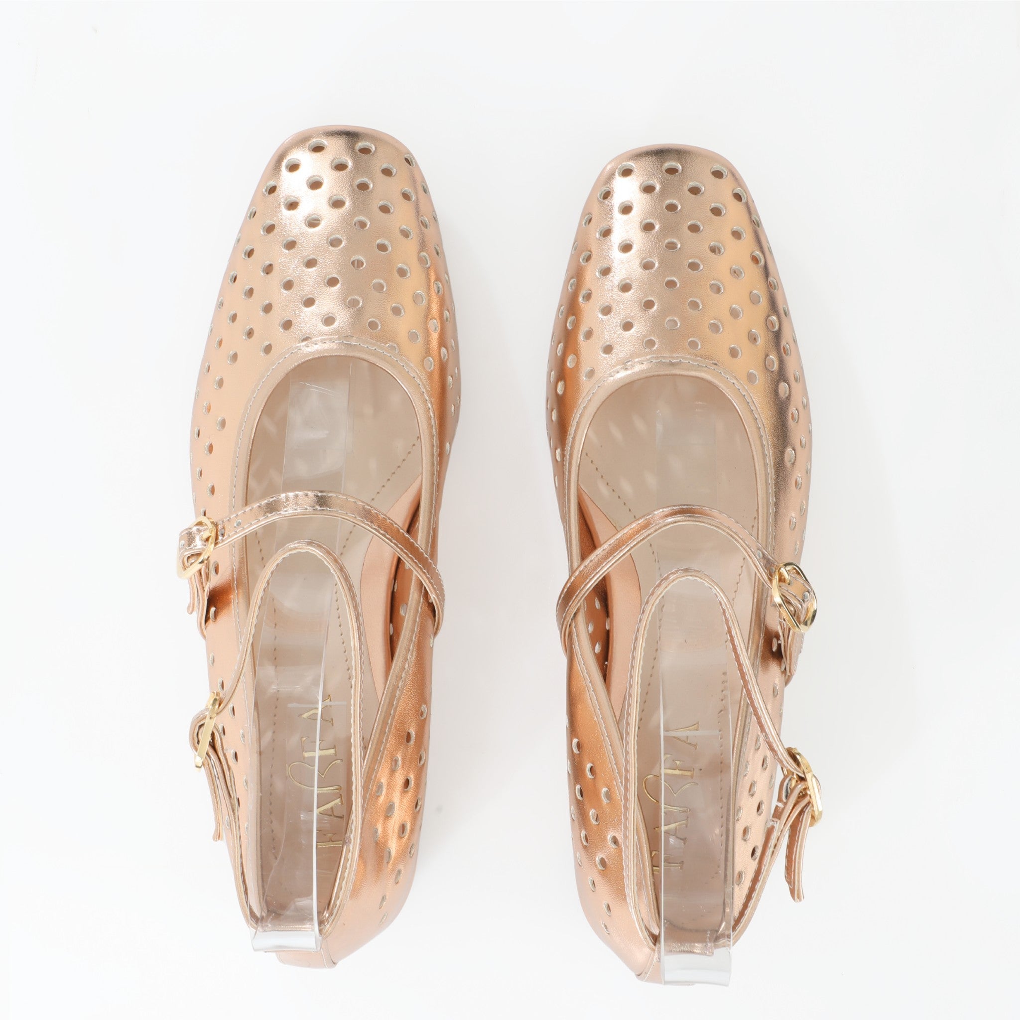Ballerina Mary Jane Champagne | Perforated Detail FARFA