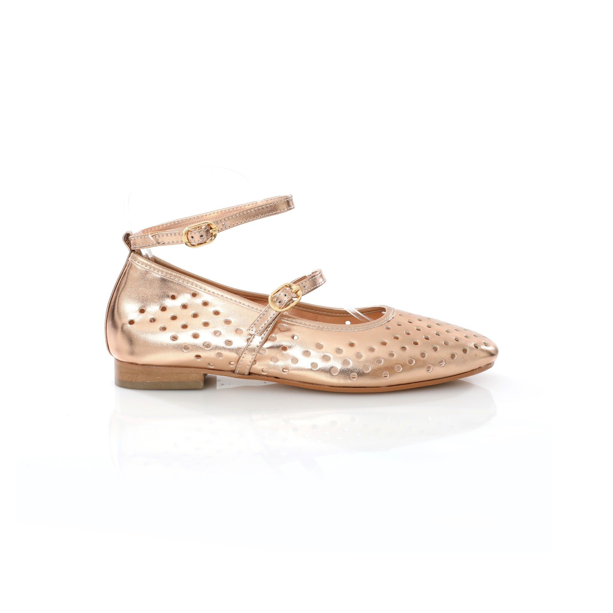 Ballerina Mary Jane Champagne | Perforated Detail FARFA