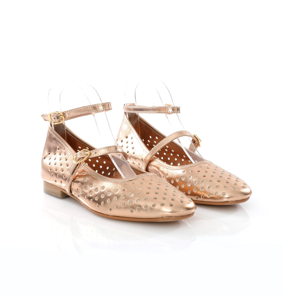 Ballerina Mary Jane Champagne | Perforated Detail FARFA