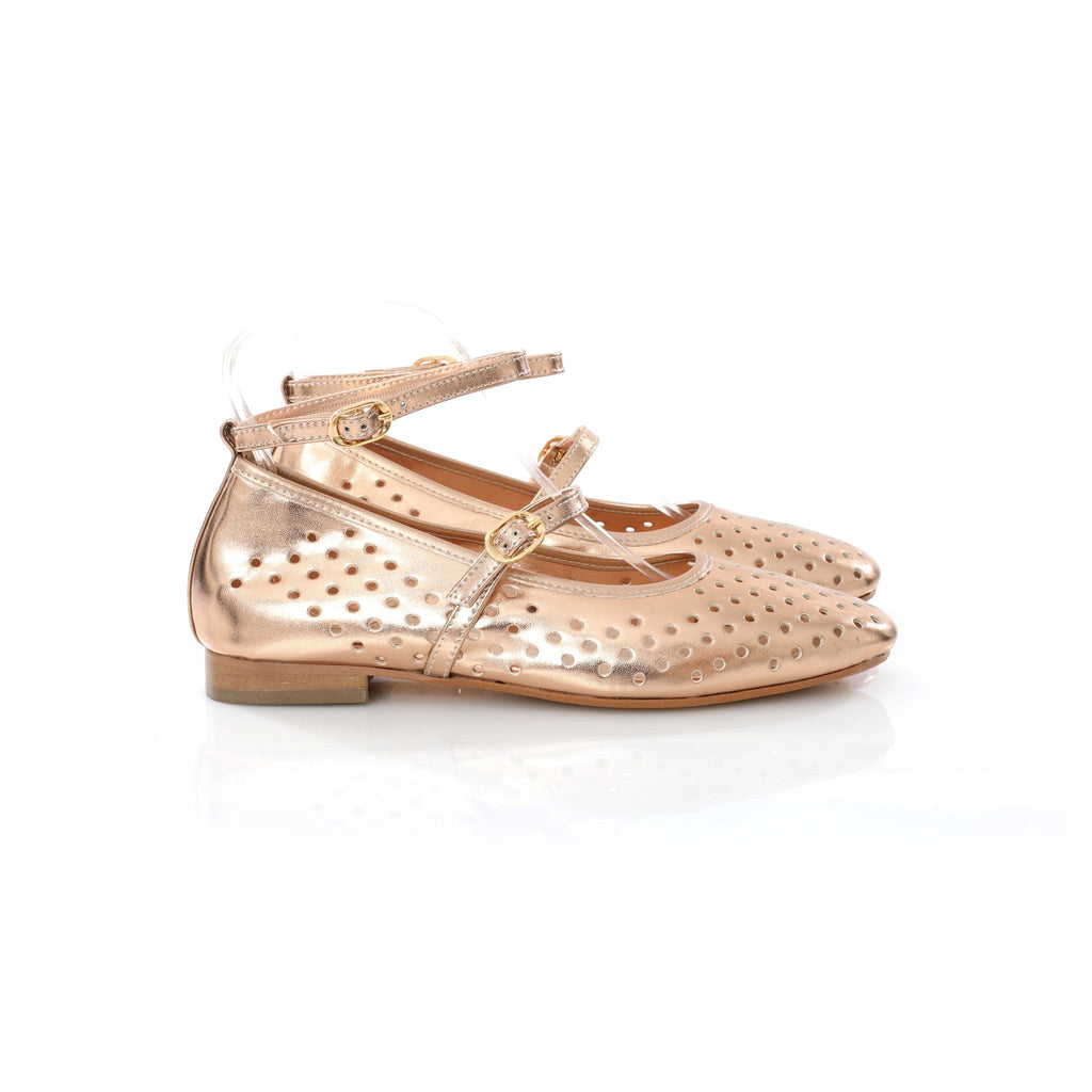 Ballerina Mary Jane Champagne | Perforated Detail FARFA