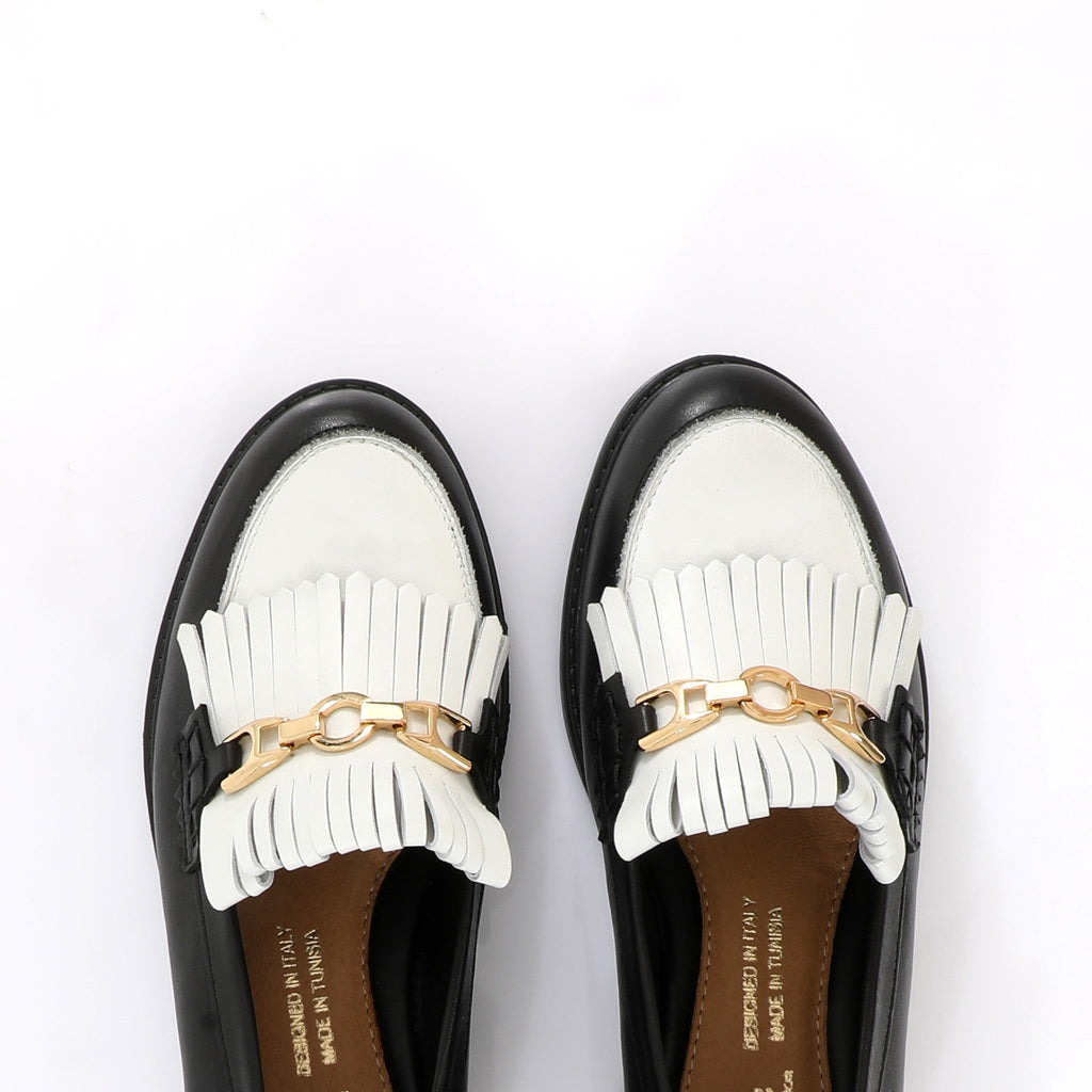 Classic Loafer Noire & Blanc | Fringe FARFA