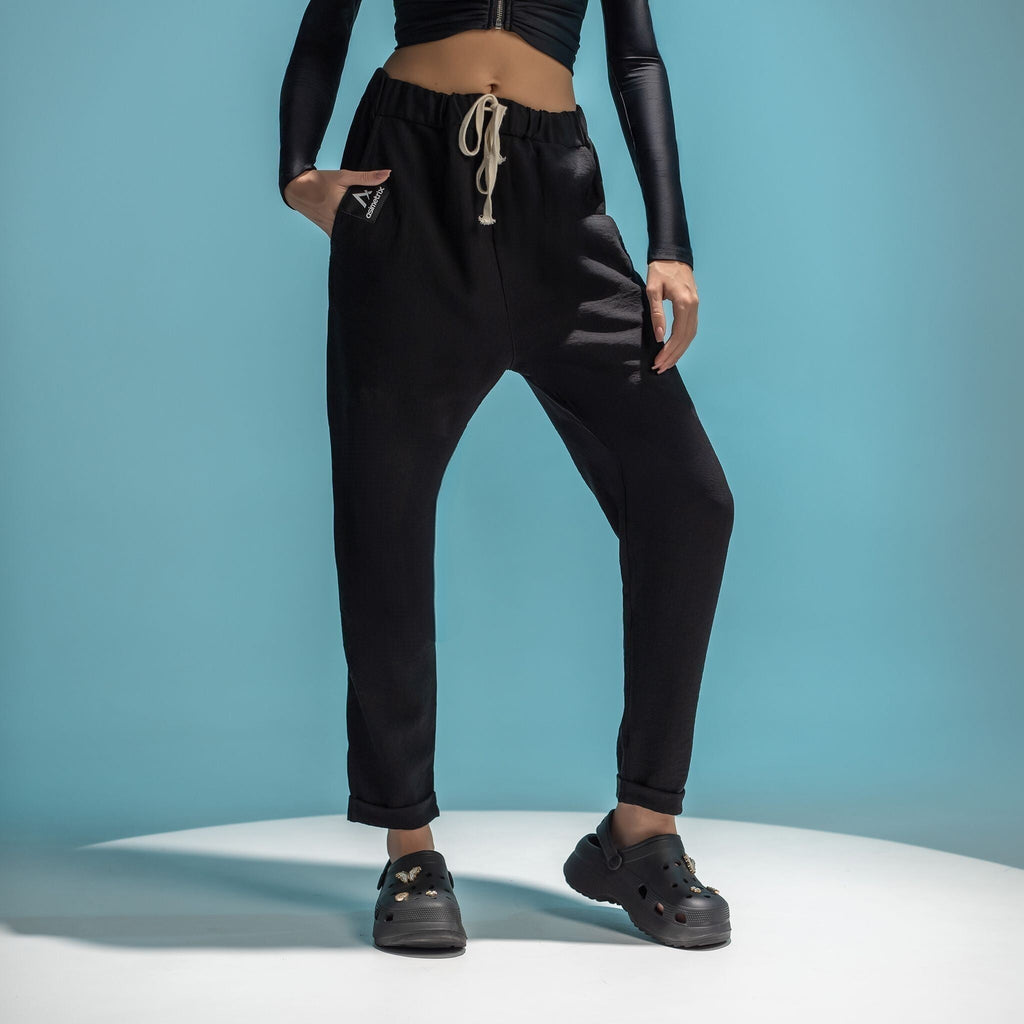 Pantaloni din in cu tur lasat boyfriend CarolinaD X Asimetrix Unisex Carolina D