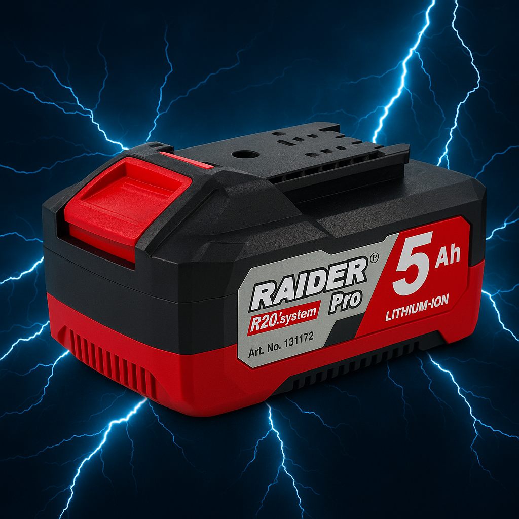 R20 Acumulator Li-ion 20V 5Ah compatibil cu intreaga gama Raider R20 R20 - O baterie, multe posibilitati!