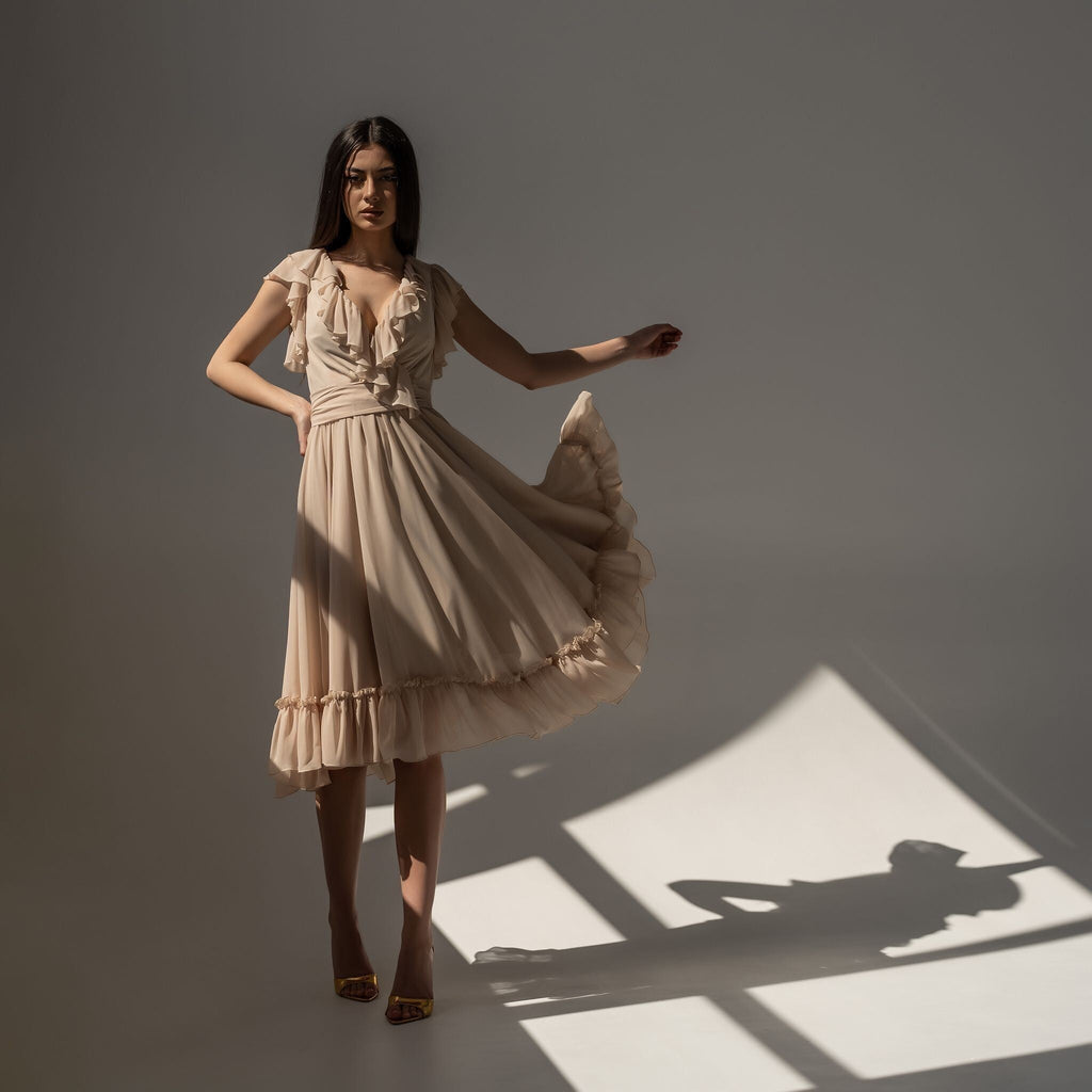 Rochie crem din voal Aria Carolina D