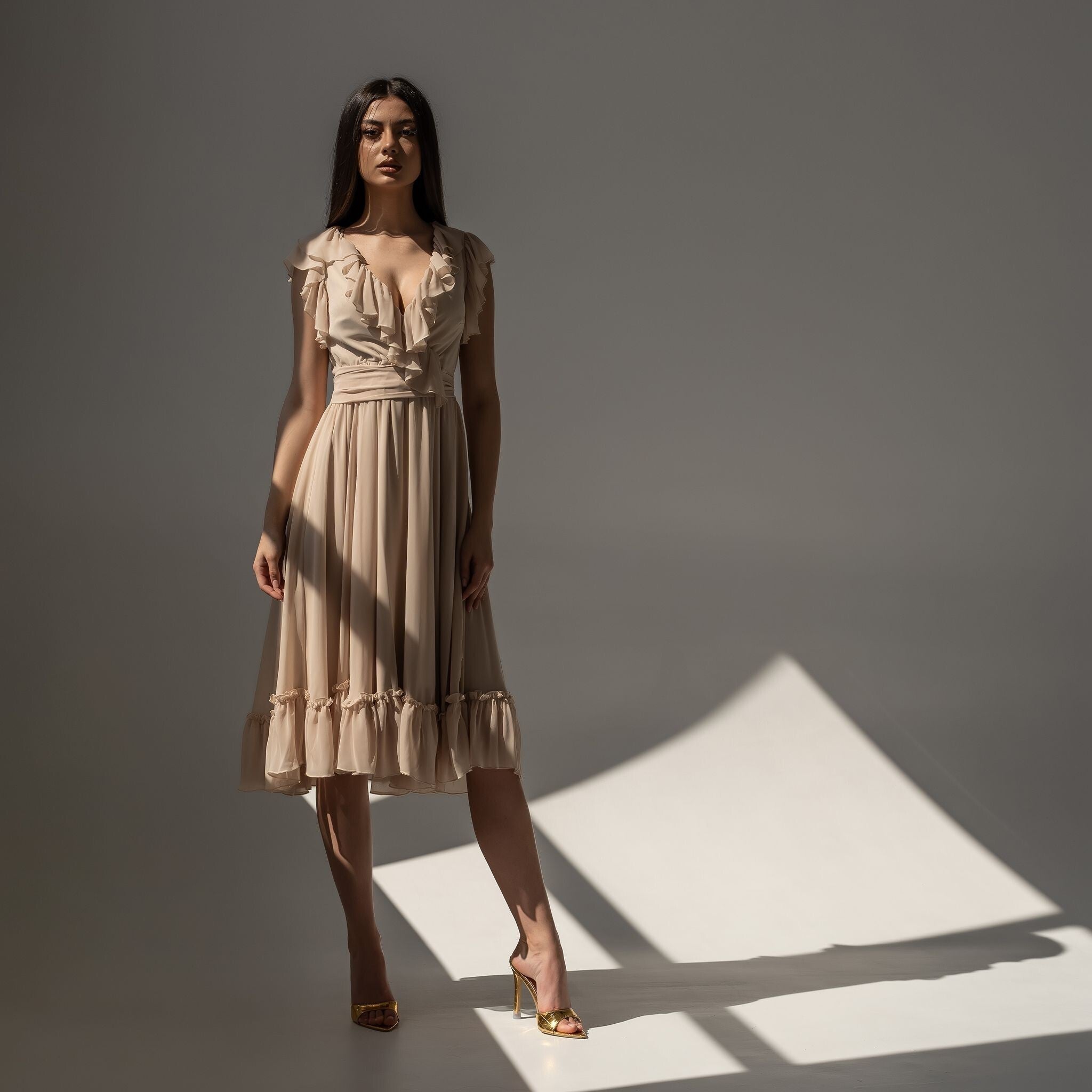 Rochie crem din voal Aria Carolina D