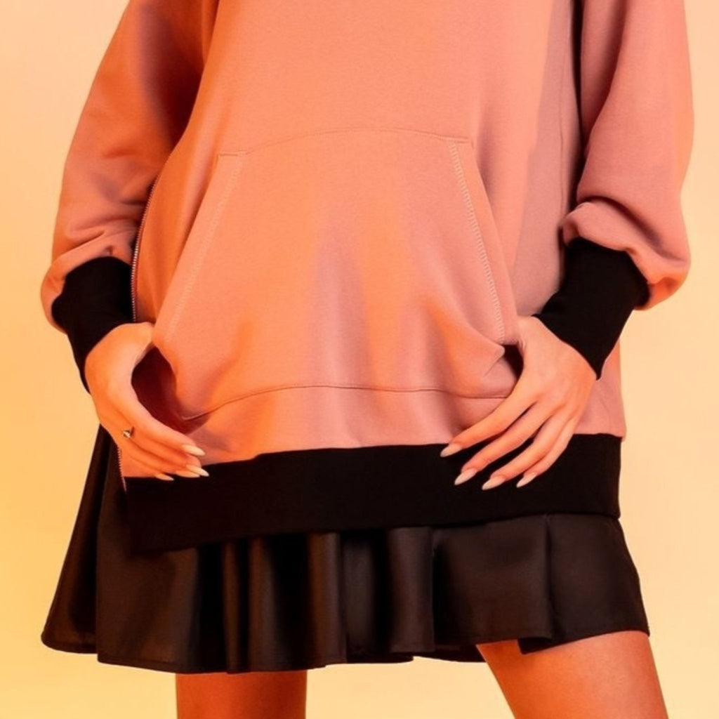 Rochie hanorac roz cu insertii tip camasa Mondey Carolina D