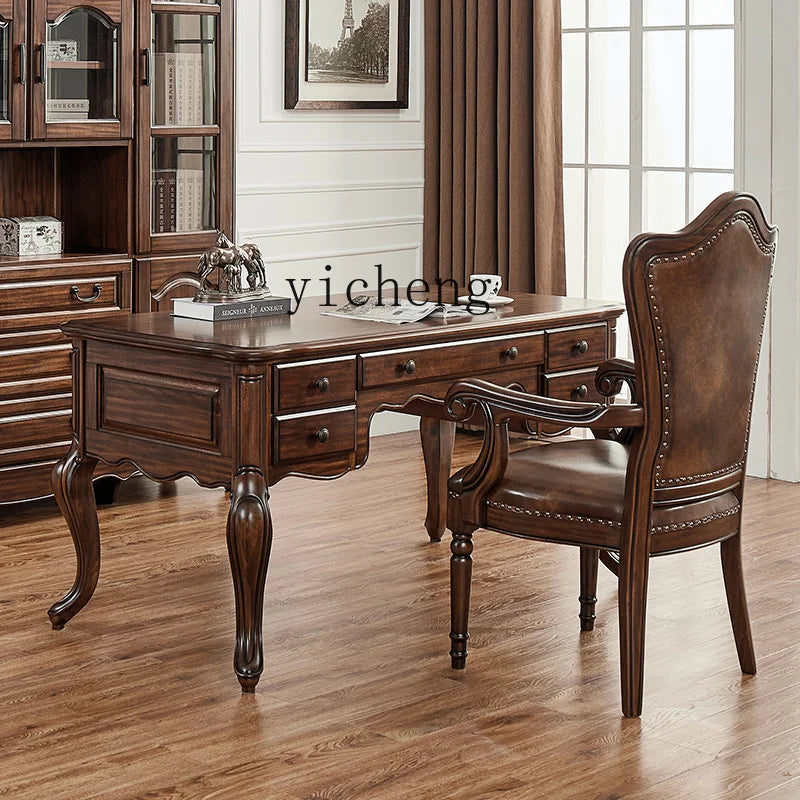 XL black walnut American retro study desk all solid wood exquisite - Cart2u.ro