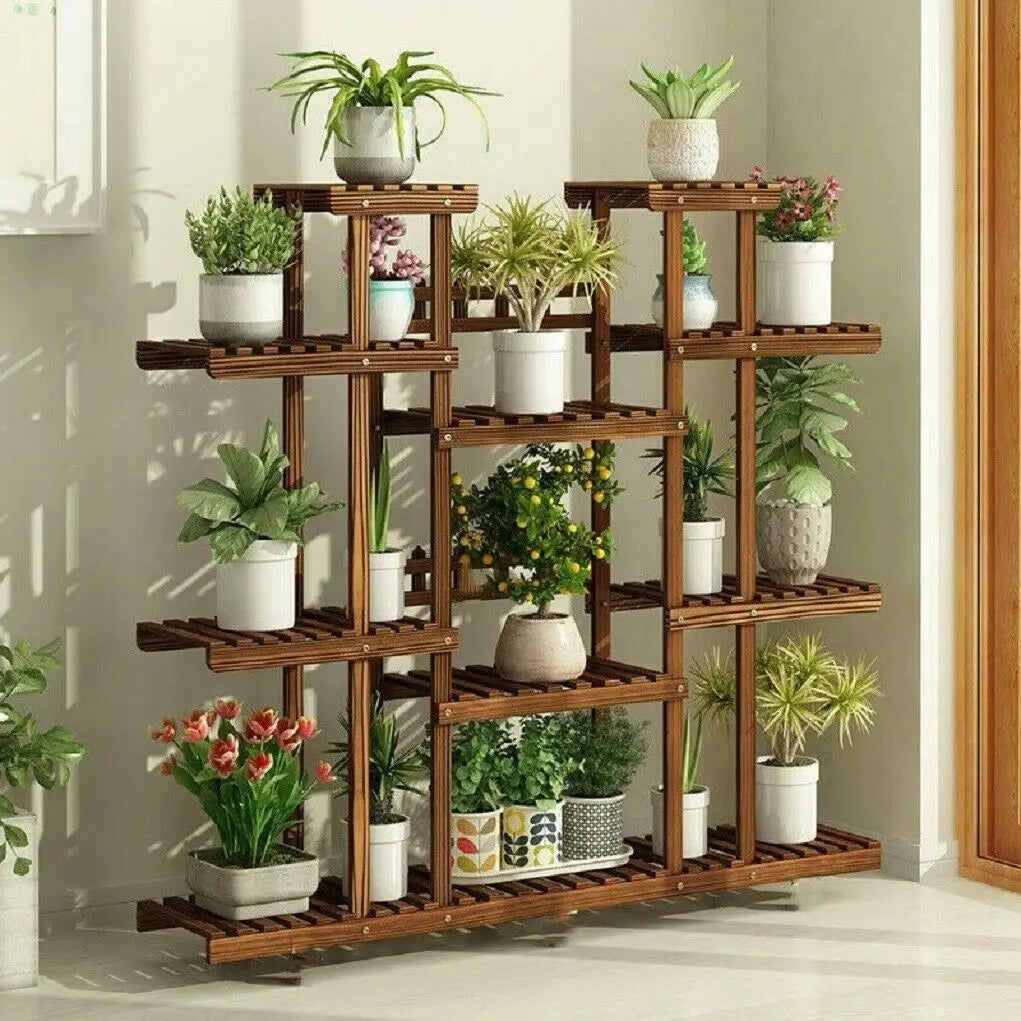 Wooden Plant Shelf Flower Pot Stand Indoor Outdoor Multi-Tier Plant - Cart2u.ro