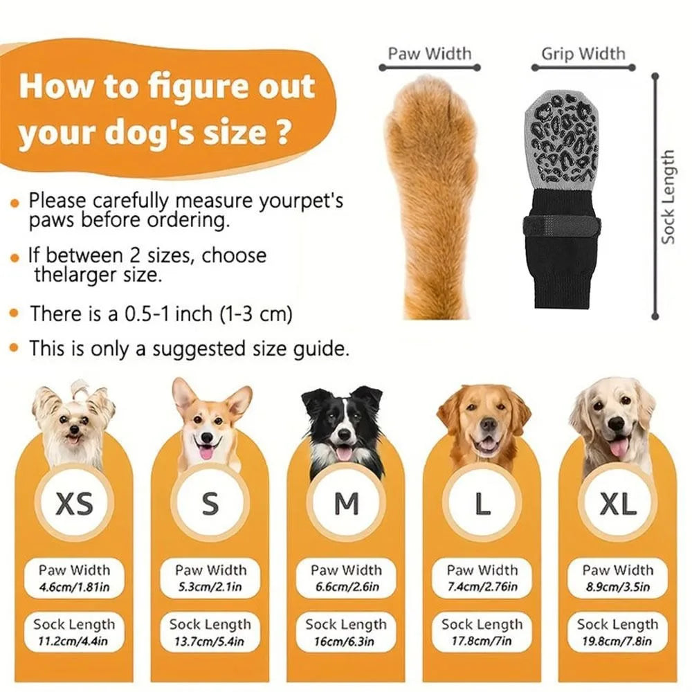 4PCS High Quality Anti-Slip Cozy Dog Socks Anti-Scratch Adjustable - Cart2u.ro