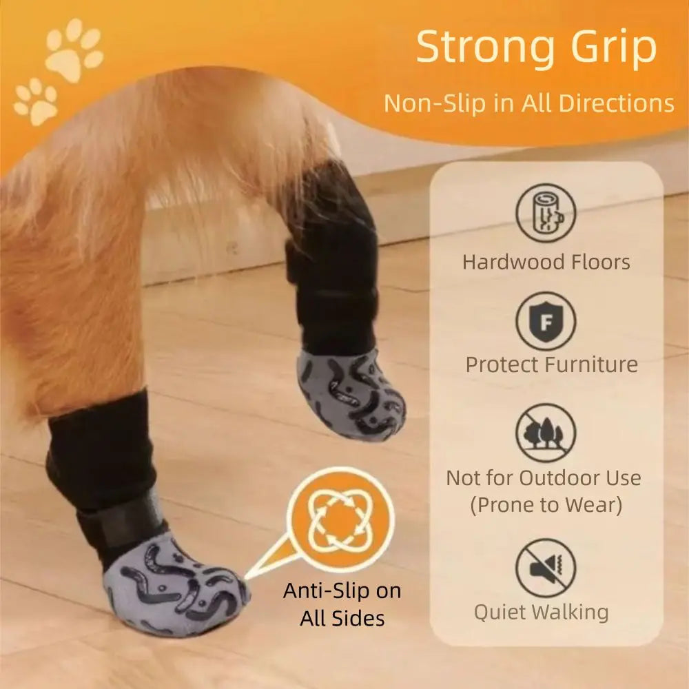 4PCS High Quality Anti-Slip Cozy Dog Socks Anti-Scratch Adjustable - Cart2u.ro