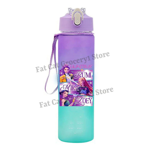 Kpop Demon Hunter Water Bottle with Straw 750ml Kids Summer Anime Cup - Cart2u.ro