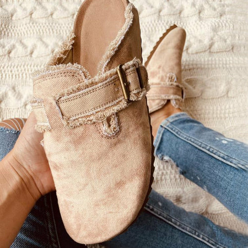 Flat Heel Round Toe Canvas Loafer Women's Vintage Clogs - Cart2u.ro