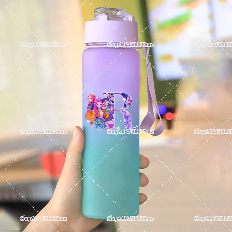 Kpop Demon Hunters letter A-Z Large Capacity Sports Water Bottle - Cart2u.ro