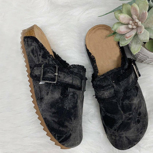 Flat Heel Round Toe Canvas Loafer Women's Vintage Clogs - Cart2u.ro