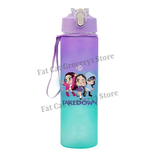 Kpop Demon Hunter Water Bottle with Straw 750ml Kids Summer Anime Cup - Cart2u.ro