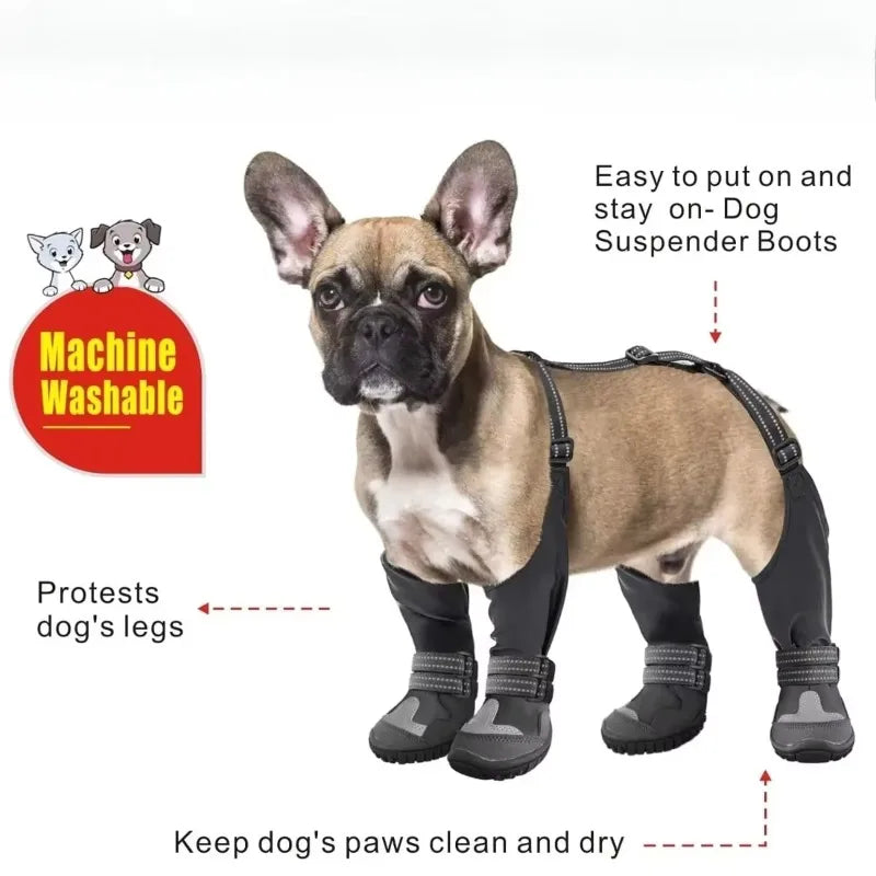 Dog Suspender Boots Tall Dog Boots Anti-Slip&Fall Waterproof Dog Shoes - Cart2u.ro