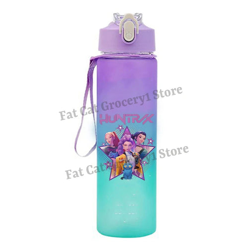 Kpop Demon Hunter Water Bottle with Straw 750ml Kids Summer Anime Cup - Cart2u.ro