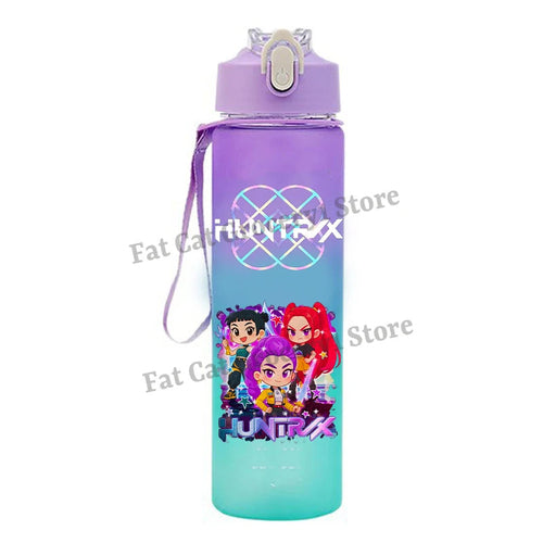 Kpop Demon Hunter Water Bottle with Straw 750ml Kids Summer Anime Cup - Cart2u.ro