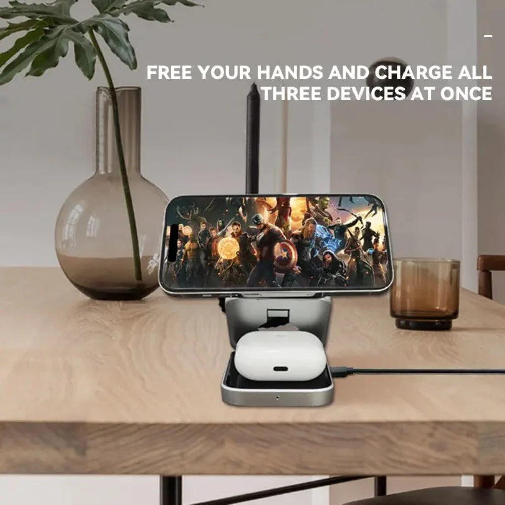 Foldable 3 in 1 Wireless Charging Phone Stand - Cart2u.ro