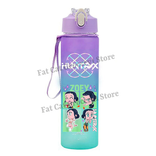 Kpop Demon Hunter Water Bottle with Straw 750ml Kids Summer Anime Cup - Cart2u.ro