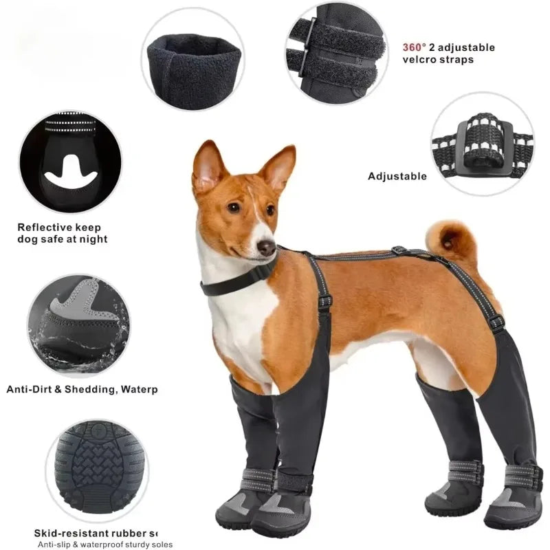 Dog Suspender Boots Tall Dog Boots Anti-Slip&Fall Waterproof Dog Shoes - Cart2u.ro