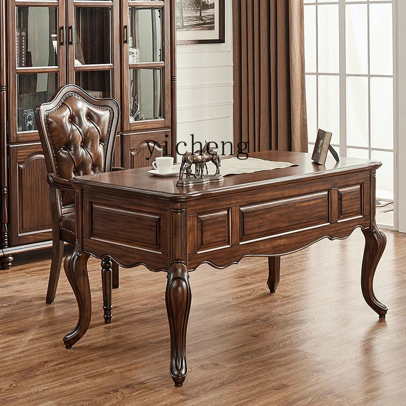 XL black walnut American retro study desk all solid wood exquisite - Cart2u.ro