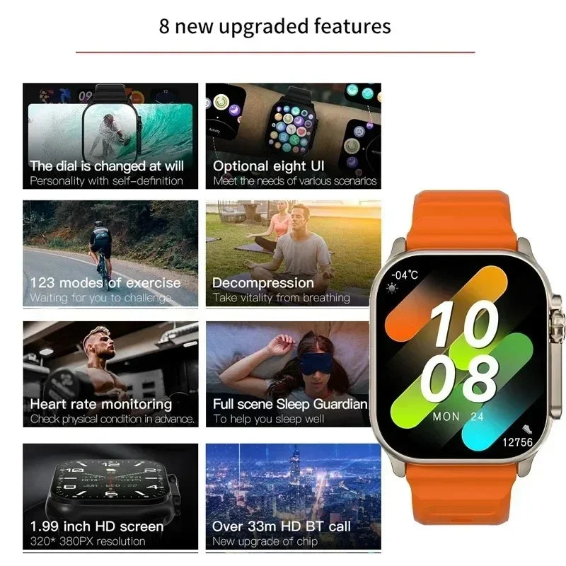 Smartwatch T900 U2 for Men and Women, Bluetooth Call, Wireless - Cart2u.ro