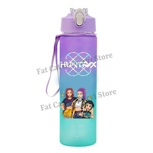 Kpop Demon Hunter Water Bottle with Straw 750ml Kids Summer Anime Cup - Cart2u.ro