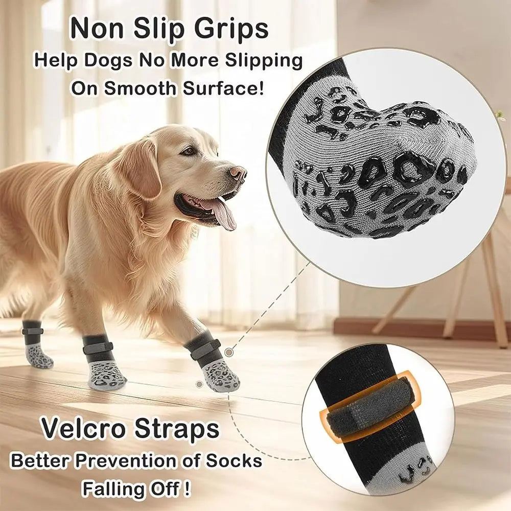 4PCS High Quality Anti-Slip Cozy Dog Socks Anti-Scratch Adjustable - Cart2u.ro
