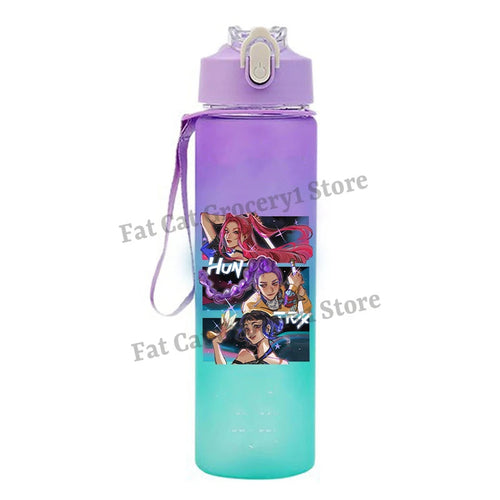 Kpop Demon Hunter Water Bottle with Straw 750ml Kids Summer Anime Cup - Cart2u.ro