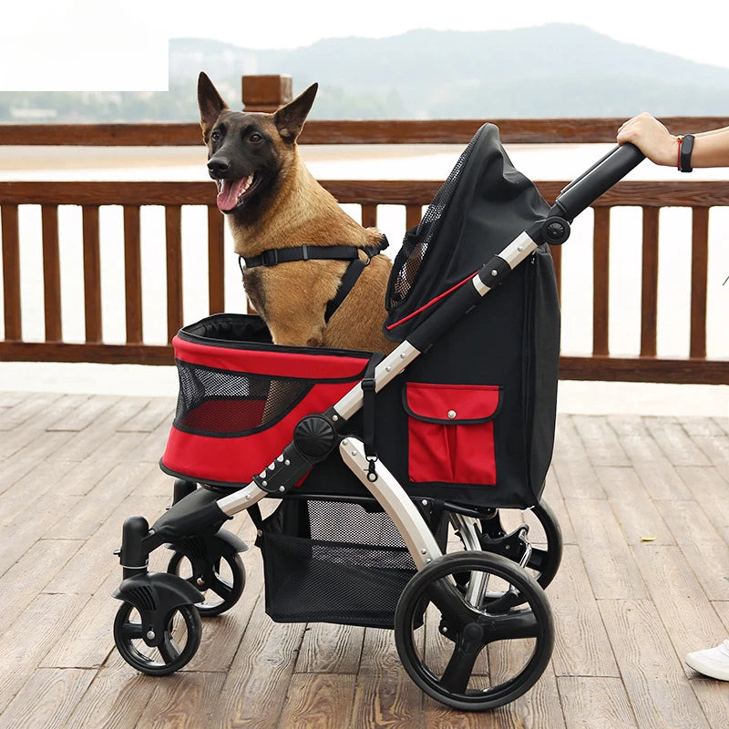 Foldable Large Size Luxury Pet Cart Large Dog Cart Multiple Cats for - Cart2u.ro