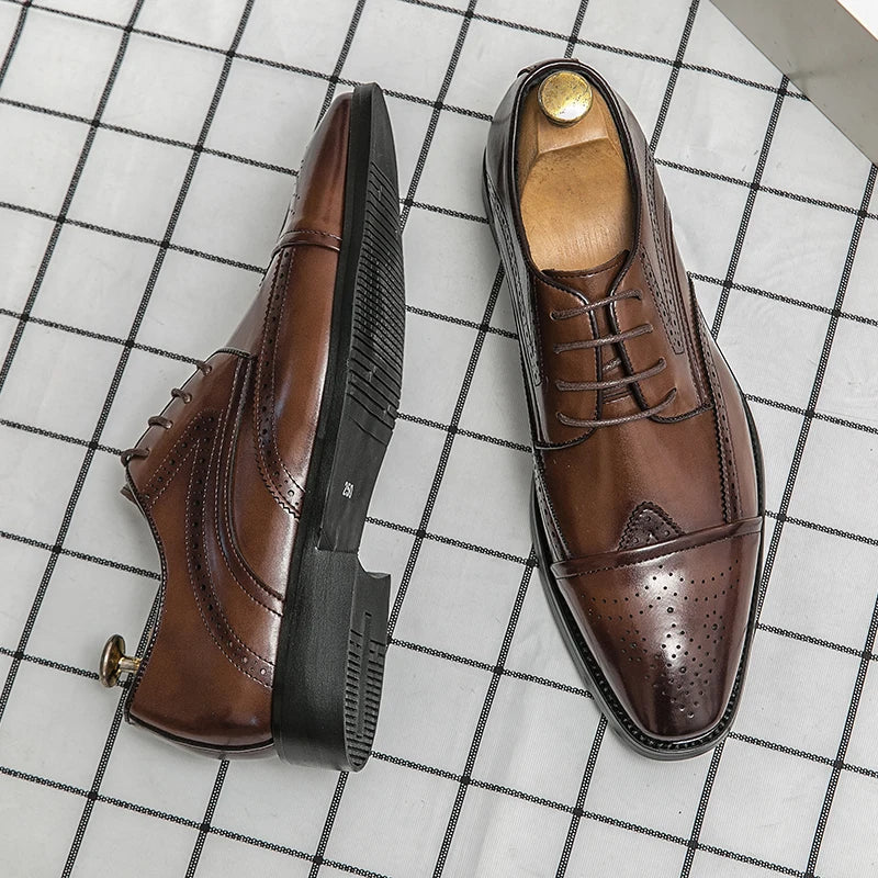 2022 High Quality Handmade Oxford Dress Shoes Men Genuine Cow Leather