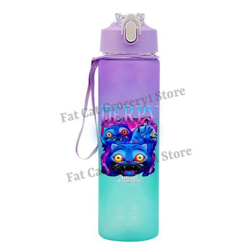 Kpop Demon Hunter Water Bottle with Straw 750ml Kids Summer Anime Cup - Cart2u.ro
