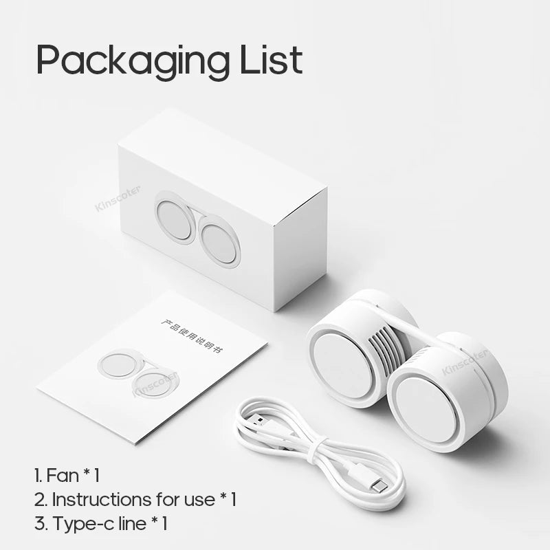 New Hanging Neck Fan Portable Cooling Fan Air Cooler USB Leafless