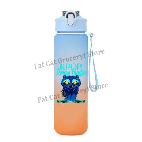 Kpop Demon Hunter Water Bottle with Straw 750ml Kids Summer Anime Cup - Cart2u.ro