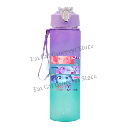 Kpop Demon Hunter Water Bottle with Straw 750ml Kids Summer Anime Cup - Cart2u.ro