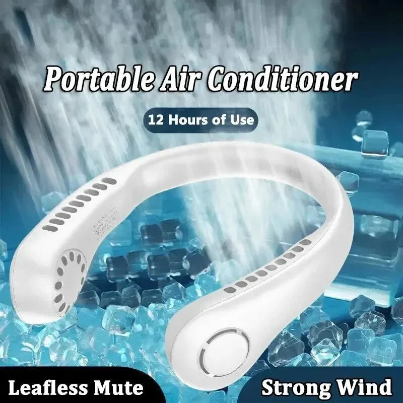 2024 1200mAh New Mini Neck Mounted Fan Portable Bladeless Neck
