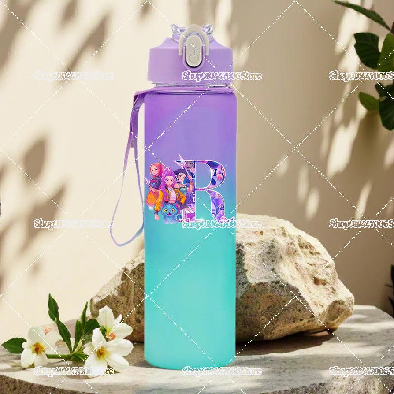Kpop Demon Hunters letter A-Z Large Capacity Sports Water Bottle - Cart2u.ro