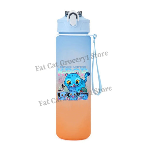 Kpop Demon Hunter Water Bottle with Straw 750ml Kids Summer Anime Cup - Cart2u.ro