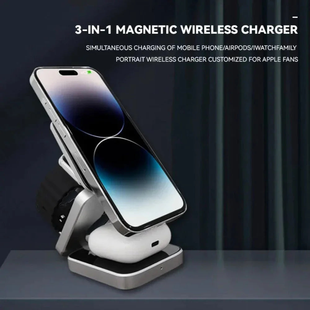 Foldable 3 in 1 Wireless Charging Phone Stand - Cart2u.ro