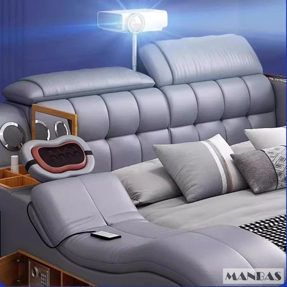 Linlamlim Luxury King Size Genuine Leather Bed / Tech Smart Bed / - Cart2u.ro