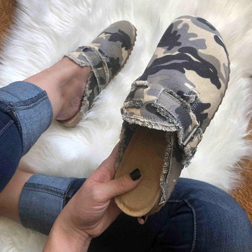 Flat Heel Round Toe Canvas Loafer Women's Vintage Clogs - Cart2u.ro