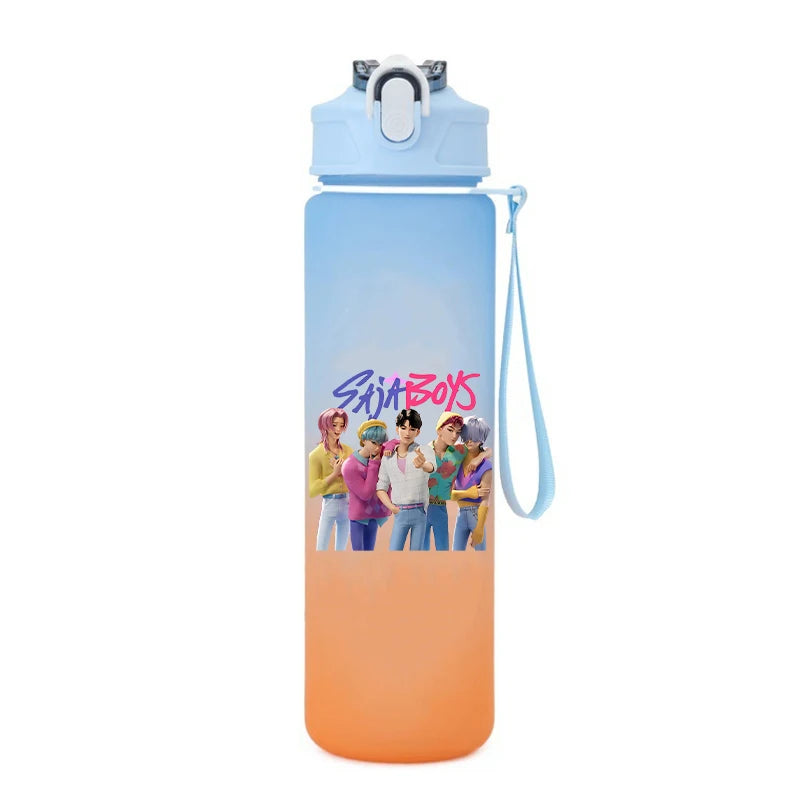 Kpop Demon Hunter Water Bottle with Straw 750ml Kids Summer Anime Cup - Cart2u.ro