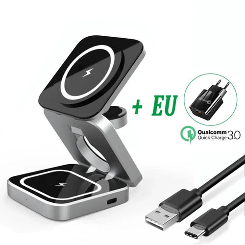 Foldable 3 in 1 Wireless Charging Phone Stand - Cart2u.ro
