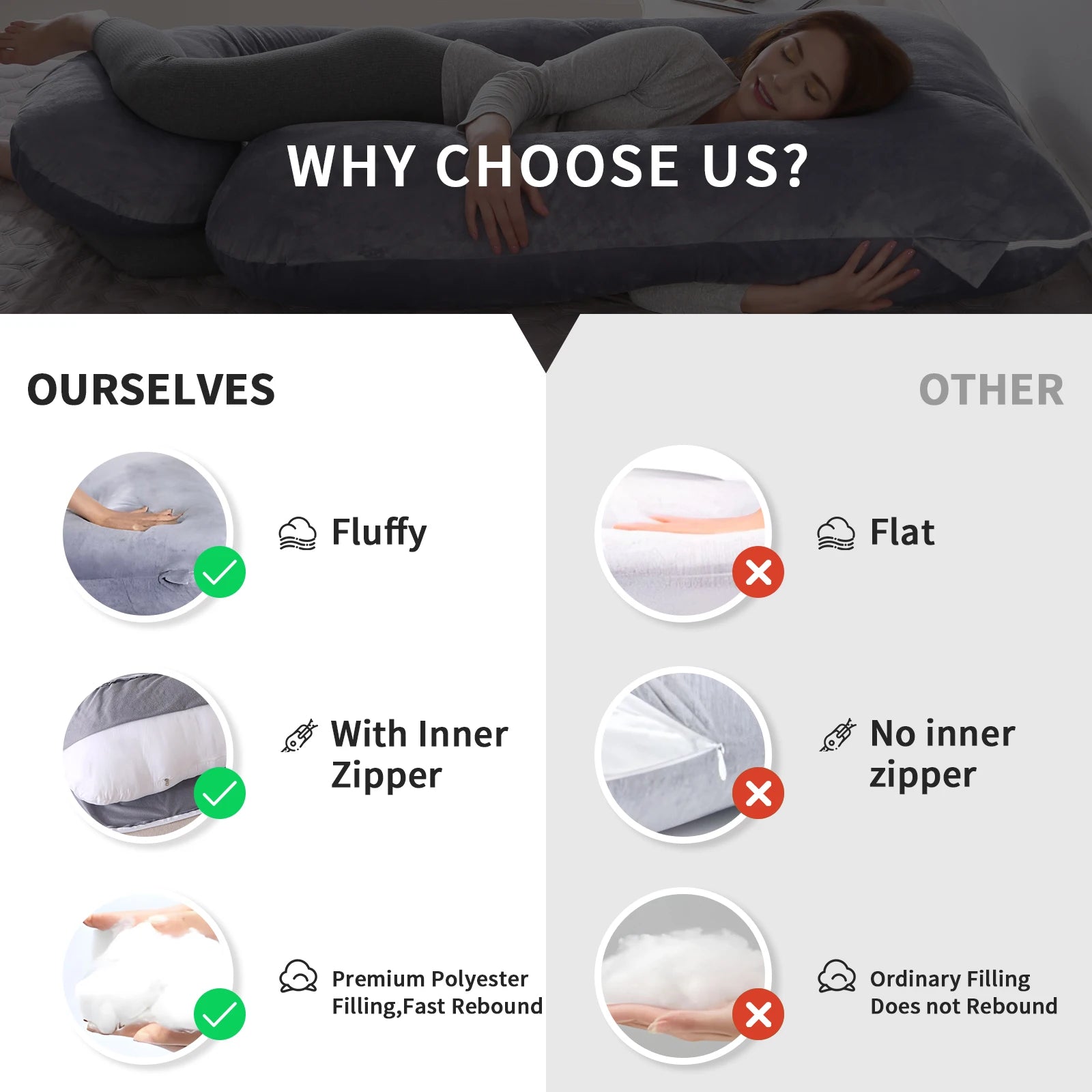 Pregnancy Pillows for Sleeping, G Shaped Full Body Maternity Pillow - Cart2u.ro