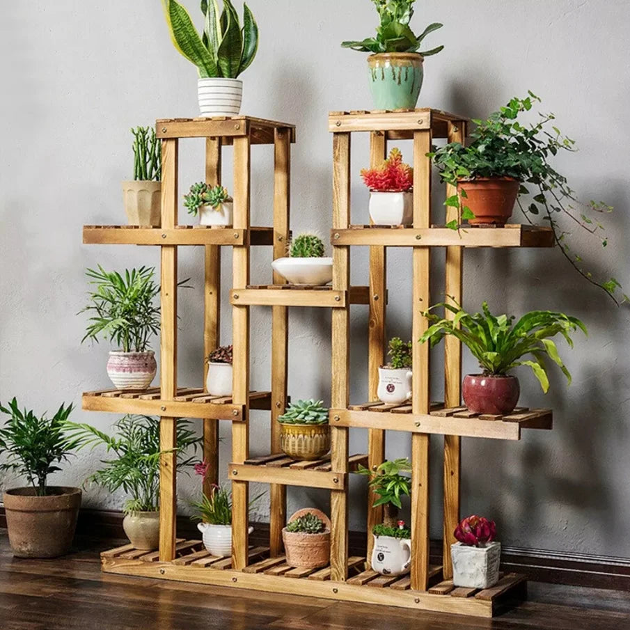 Wooden Plant Shelf Flower Pot Stand Indoor Outdoor Multi-Tier Plant - Cart2u.ro