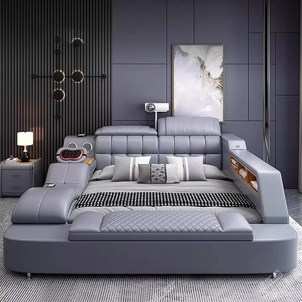 Linlamlim Luxury King Size Genuine Leather Bed / Tech Smart Bed / - Cart2u.ro