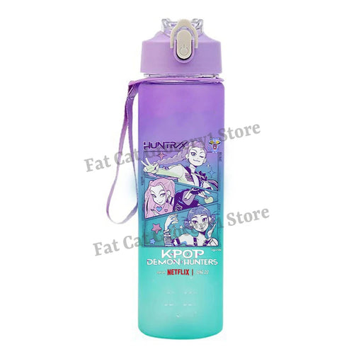 Kpop Demon Hunter Water Bottle with Straw 750ml Kids Summer Anime Cup - Cart2u.ro