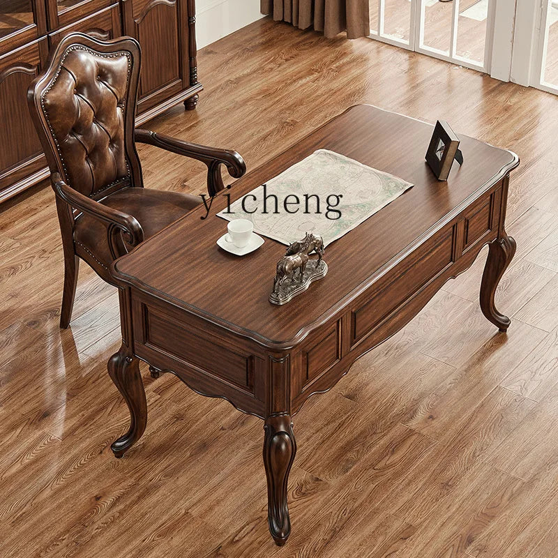 XL black walnut American retro study desk all solid wood exquisite - Cart2u.ro