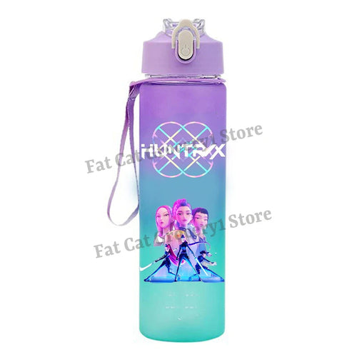 Kpop Demon Hunter Water Bottle with Straw 750ml Kids Summer Anime Cup - Cart2u.ro